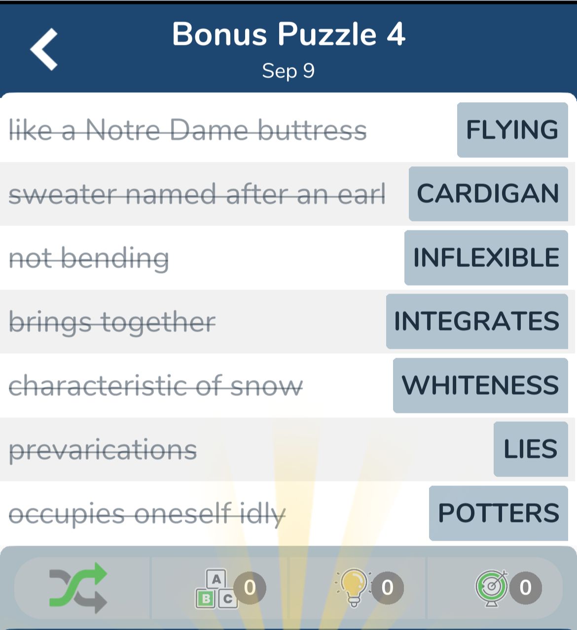 7 Little Words September 9 2024 Bonus 4