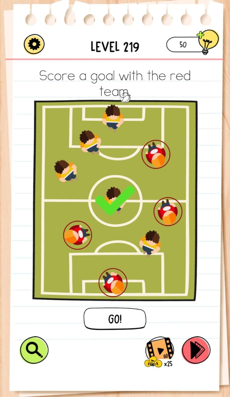 Brain Test All Star Level 219 Score A Goal With The Red Team Answer Brain test all star level 219 score a goal with the red team answer