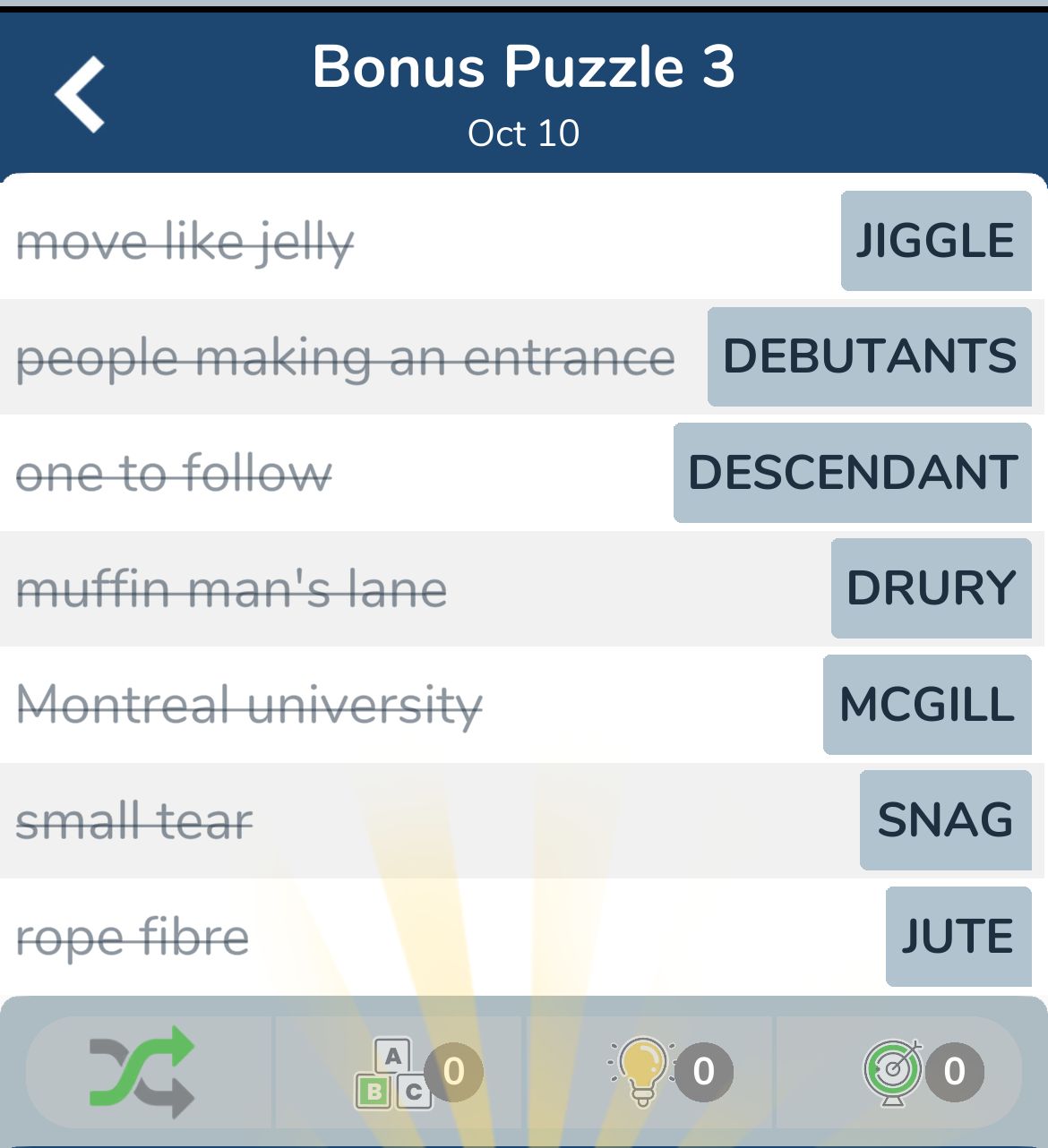 7 Little Words October 10 2024 Bonus 3