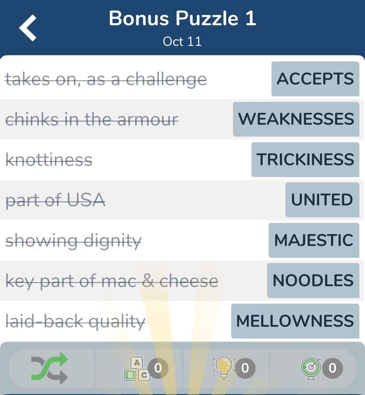 7 Little Words October 11 2024 Bonus 1