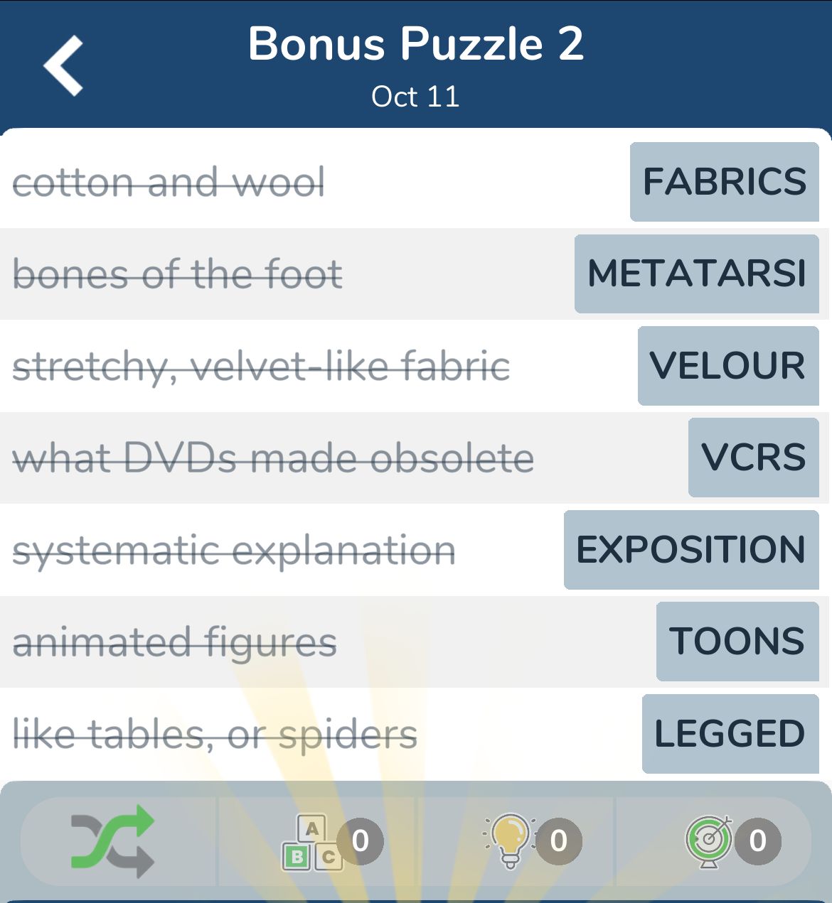 7 Little Words October 11 2024 Bonus 2