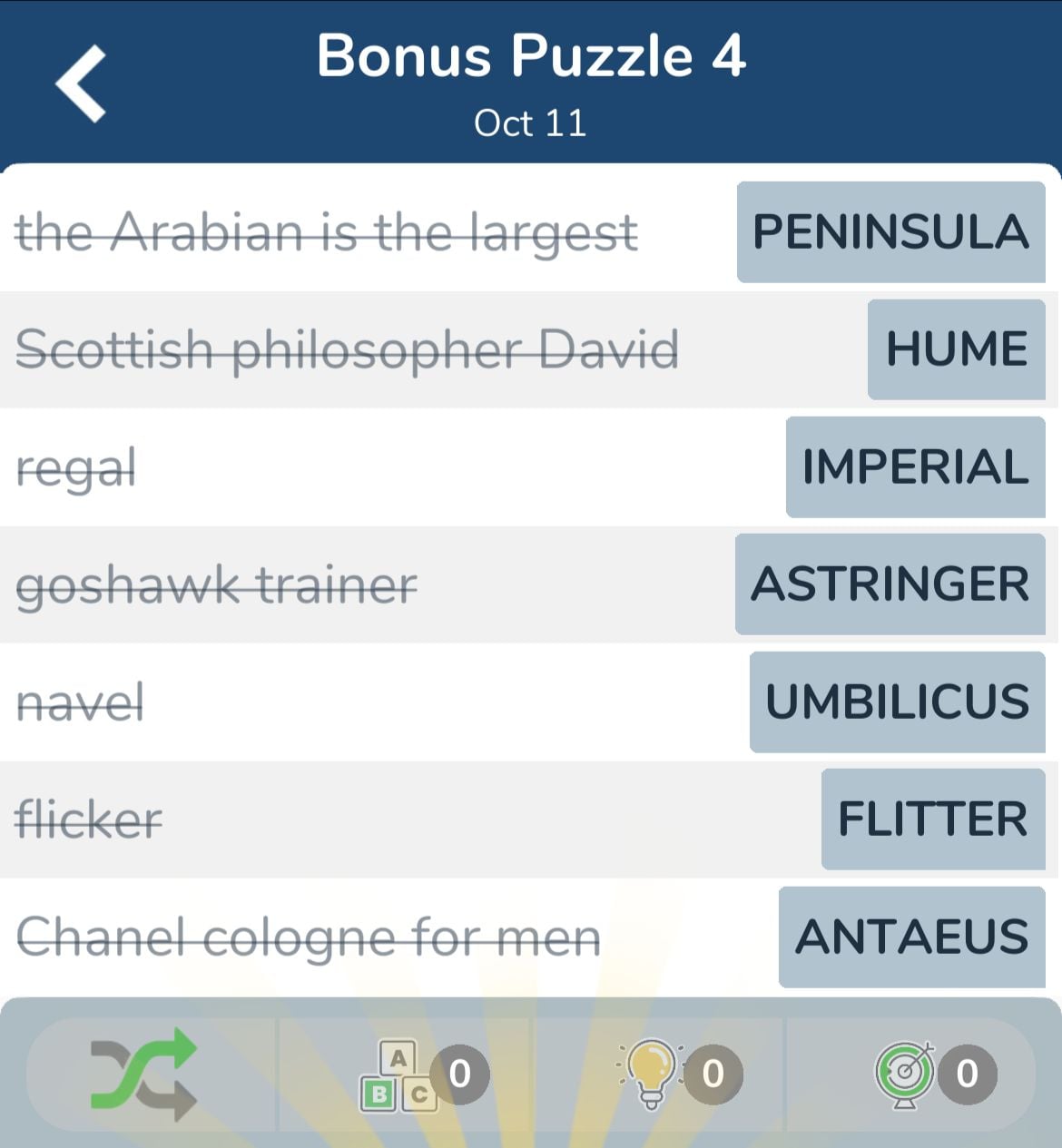 7 Little Words October 11 2024 Bonus 4