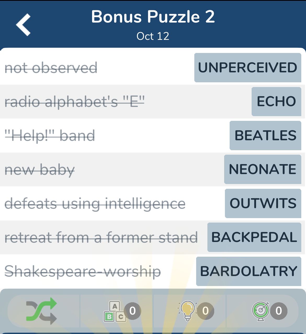 7 Little Words October 12 2024 Bonus 2