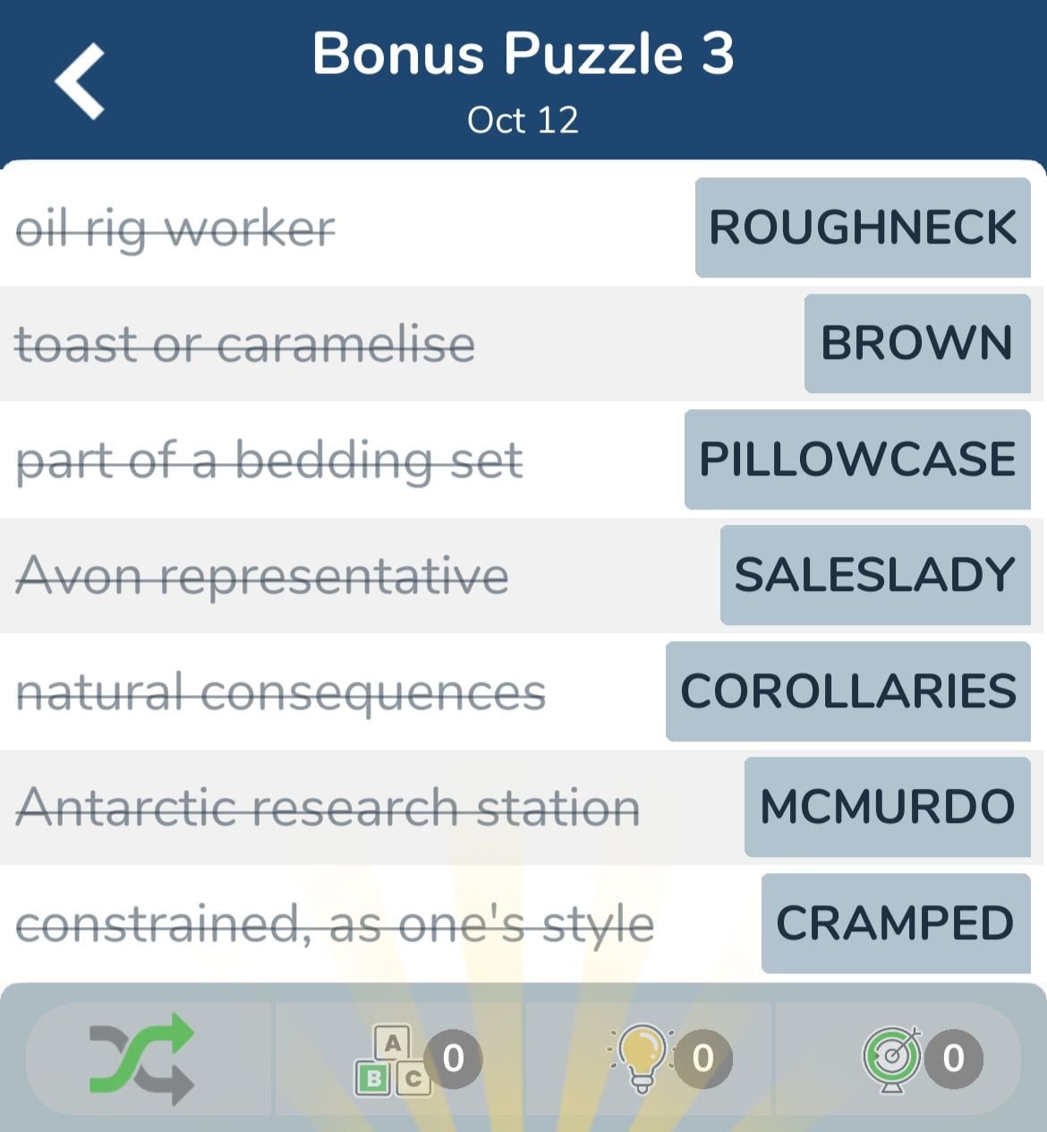 7 Little Words October 12 2024 Bonus 3