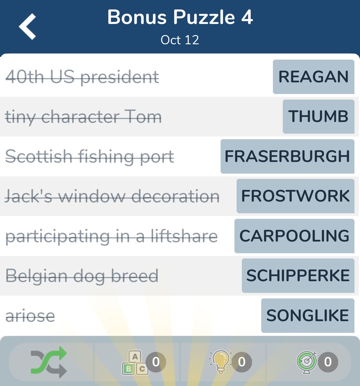 7 Little Words October 12 2024 Bonus 4