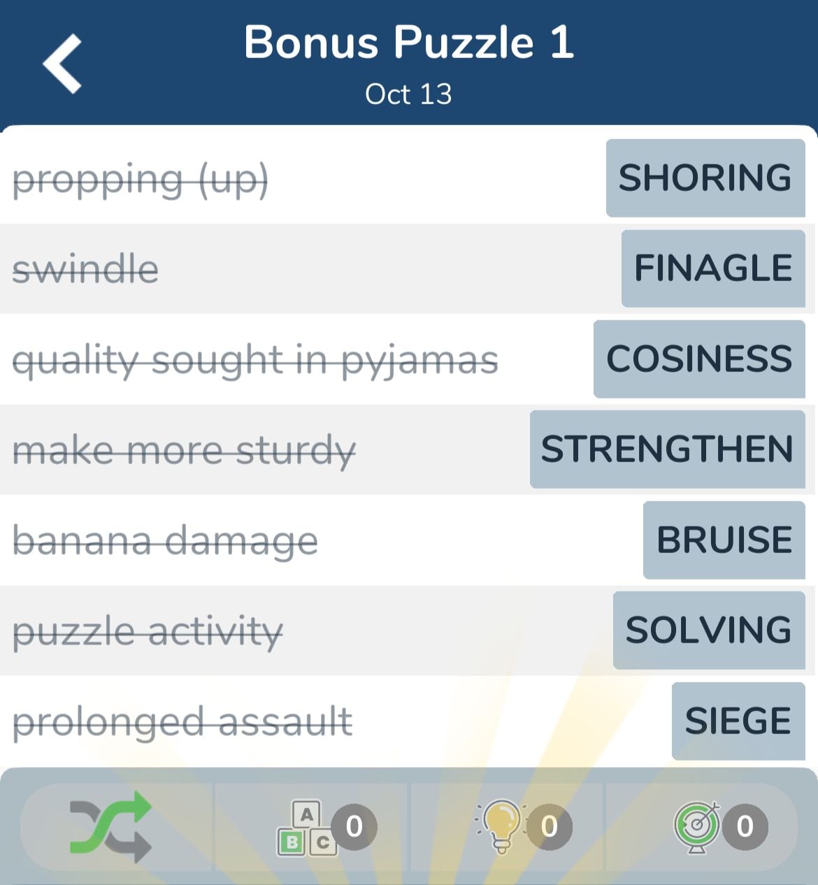 7 Little Words October 13 2024 Bonus 1