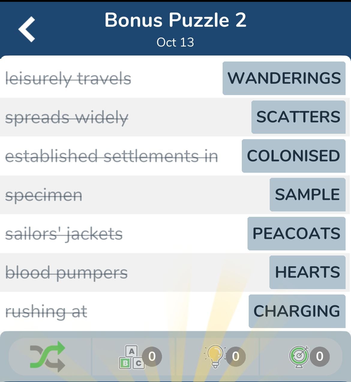 7 Little Words October 13 2024 Bonus 2