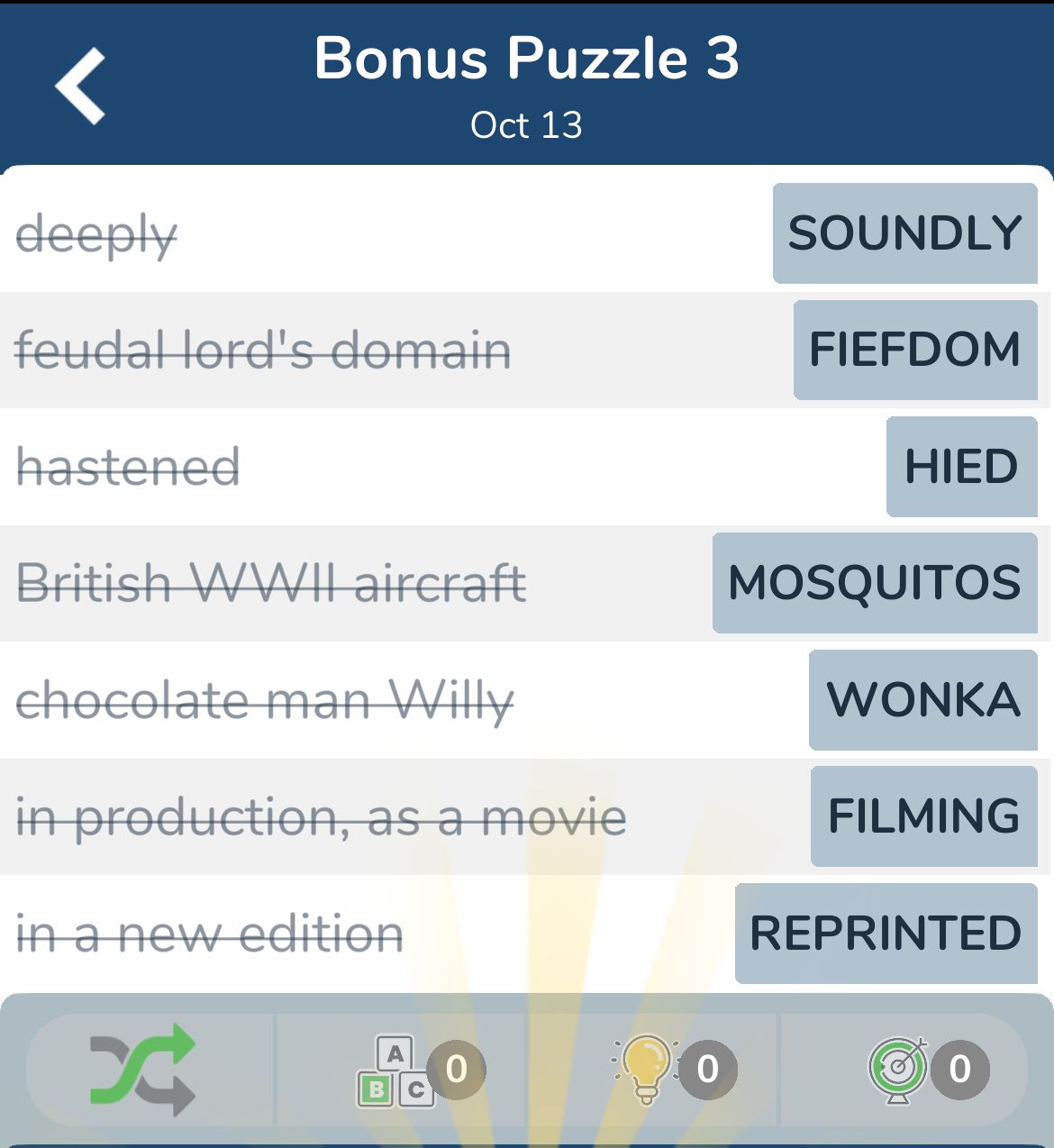 7 Little Words October 13 2024 Bonus 3