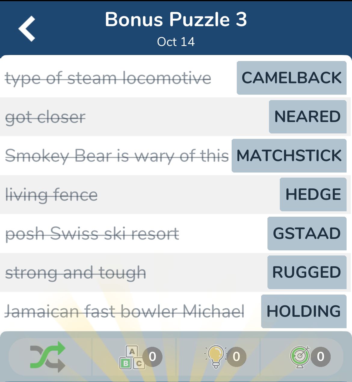 7 Little Words October 14 2024 Bonus 3