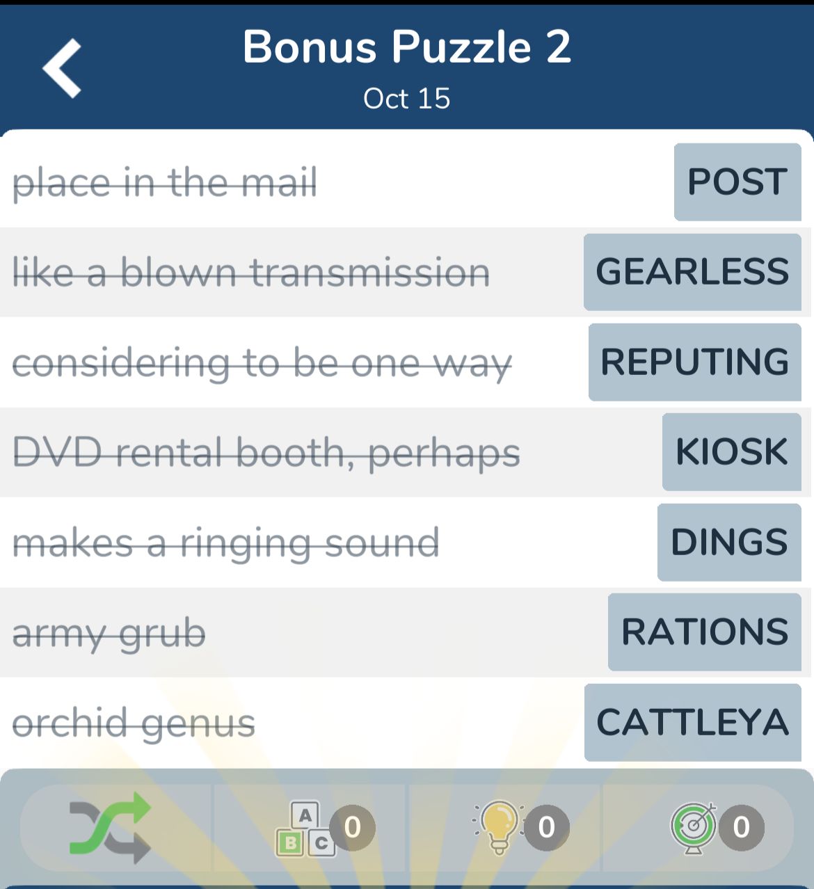 7 Little Words October 15 2024 Bonus 2