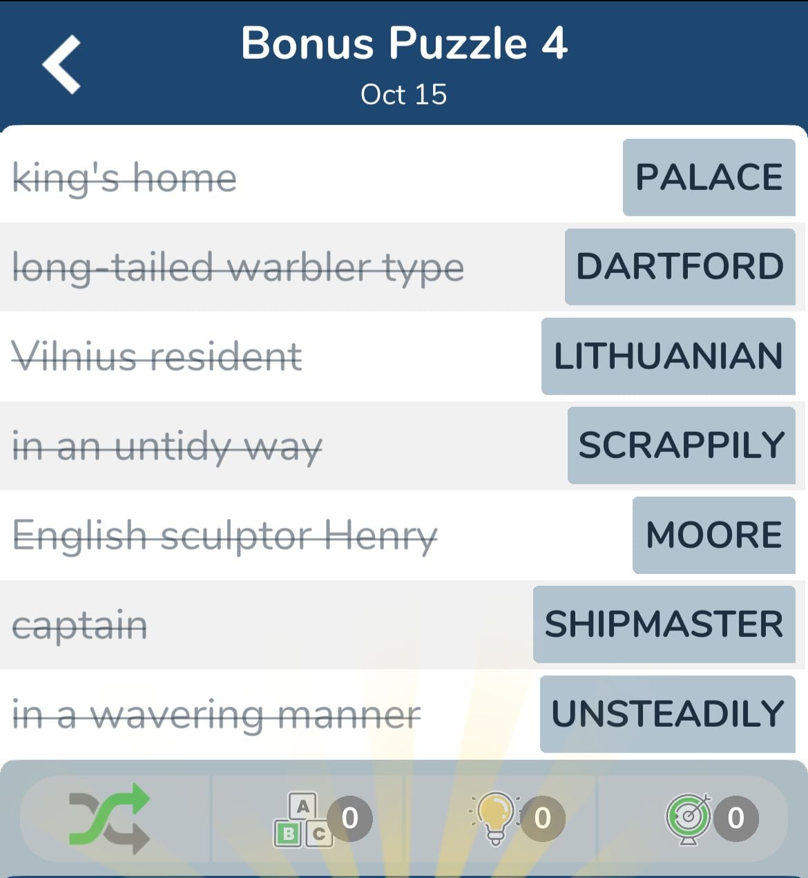 7 Little Words October 15 2024 Bonus 4