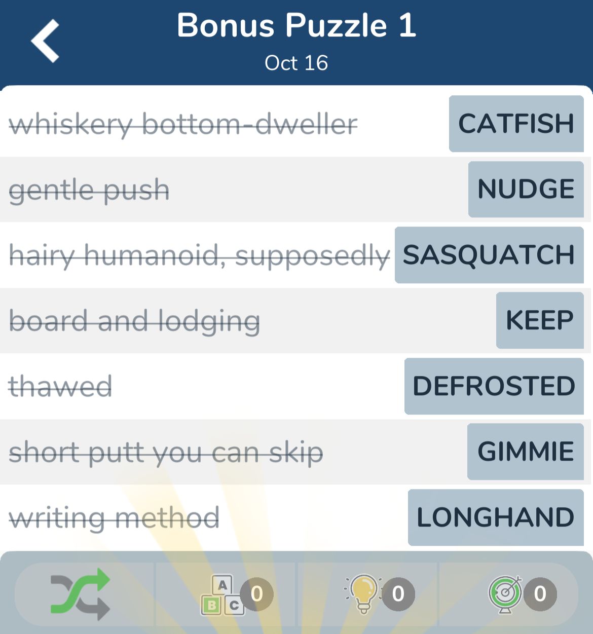7 Little Words October 16 2024 Bonus 1