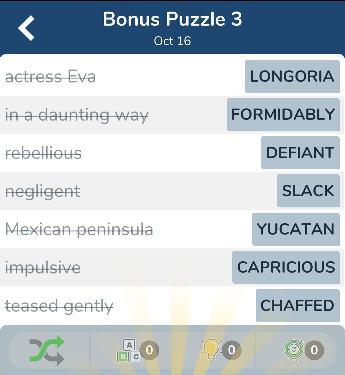 7 Little Words October 16 2024 Bonus 3