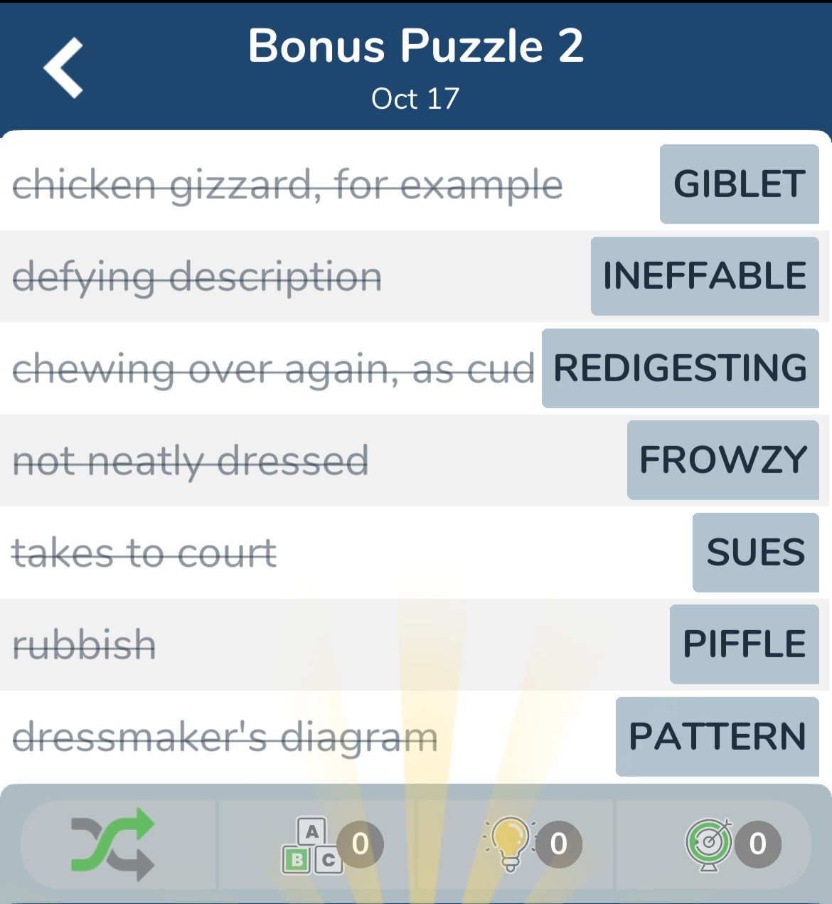7 Little Words October 17 2024 Bonus 2