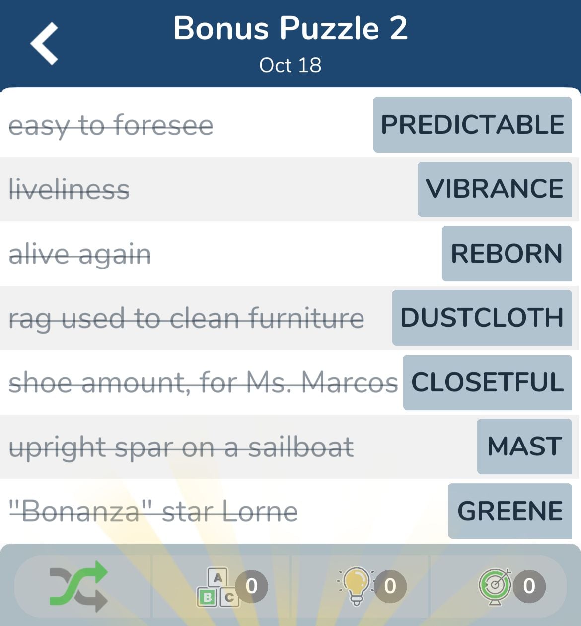7 Little Words October 18 2024 Bonus 2