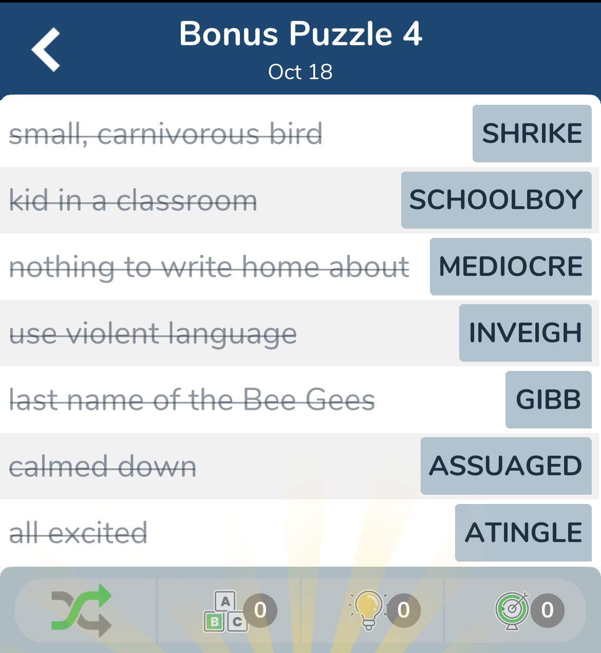 7 Little Words October 18 2024 Bonus 4