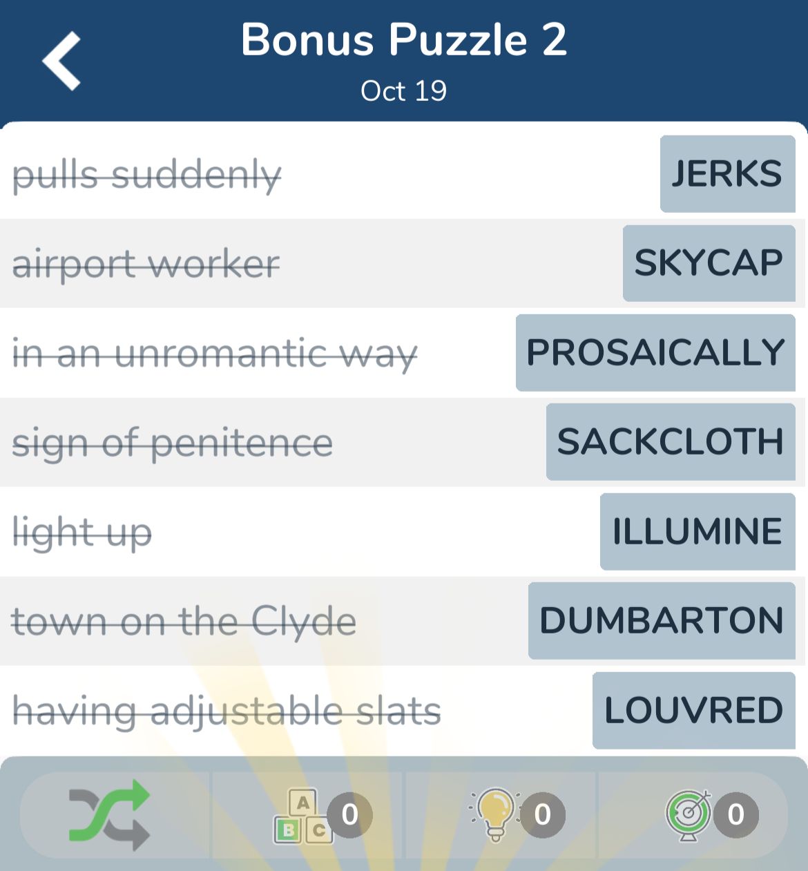 7 Little Words October 19 2024 Bonus 2