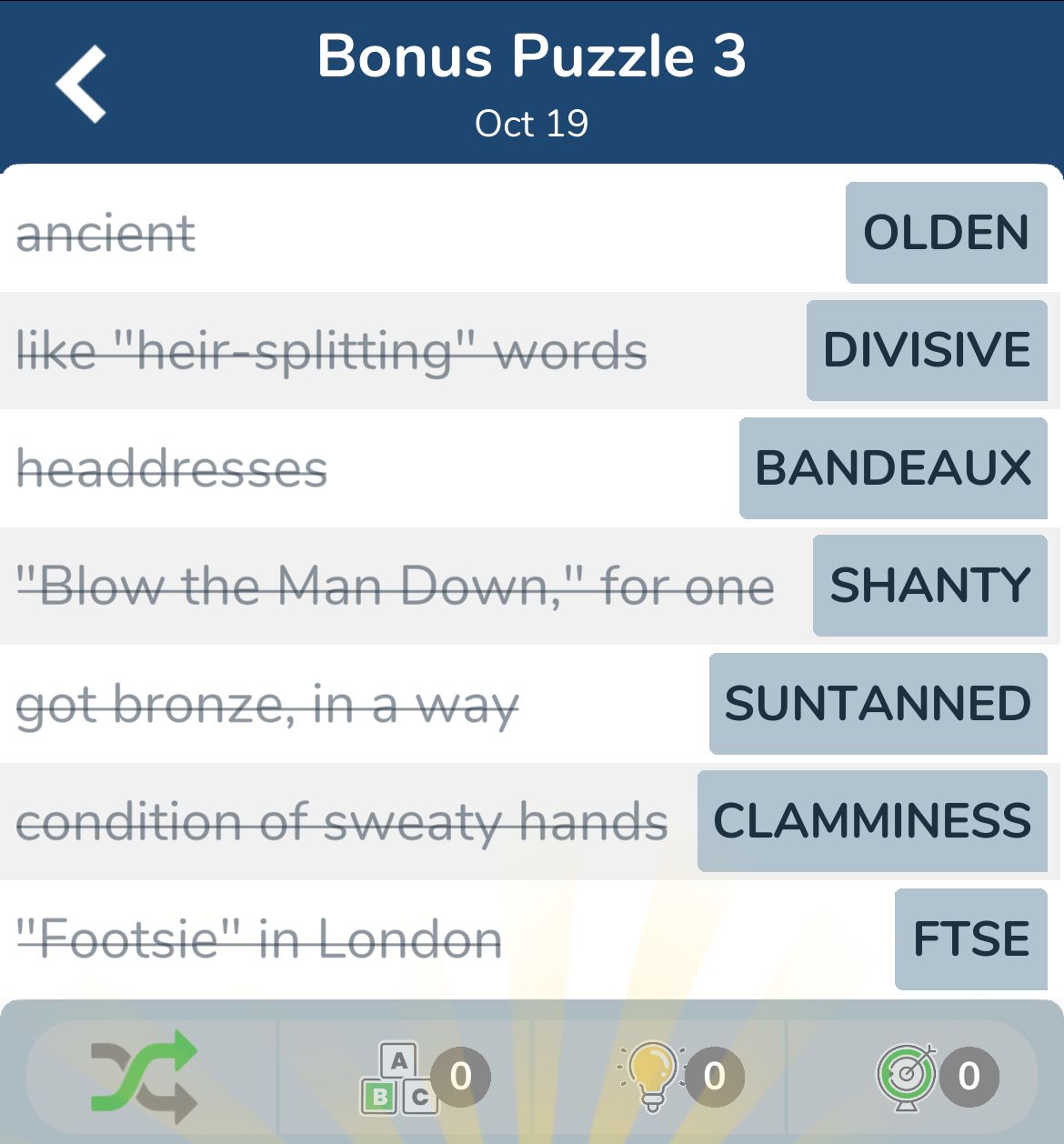 7 Little Words October 19 2024 Bonus 3