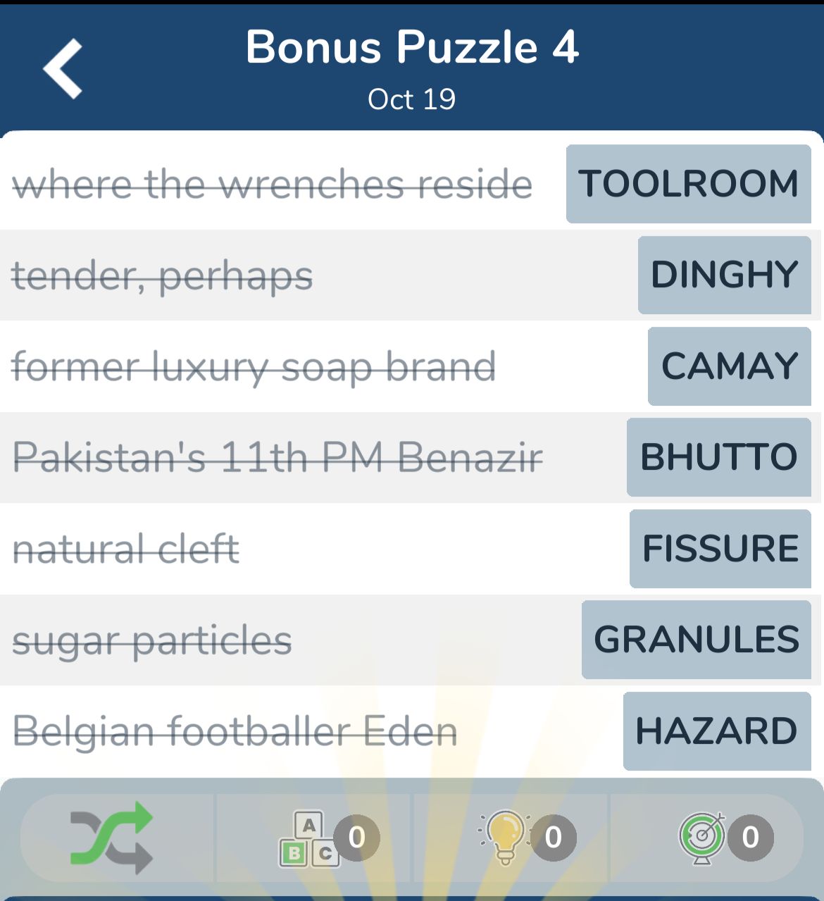 7 Little Words October 19 2024 Bonus 4