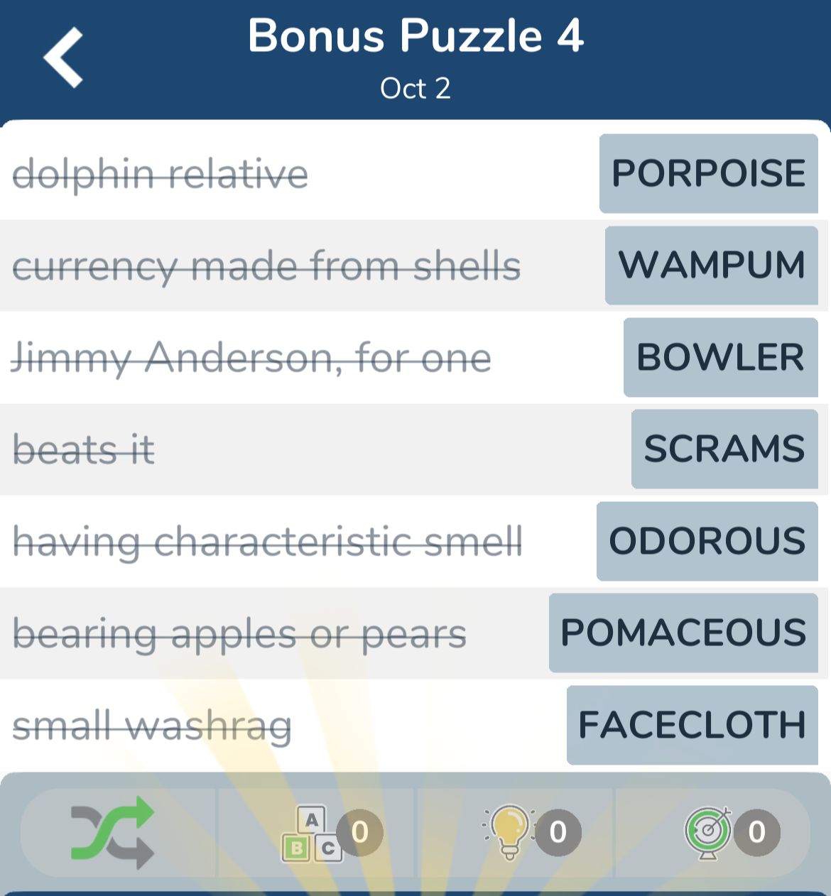 7 Little Words October 2 2024 Bonus 4