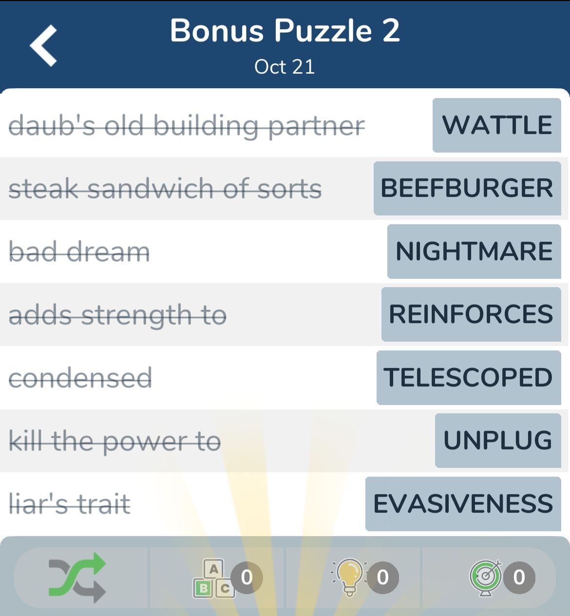 7 Little Words October 21 2024 Bonus 2