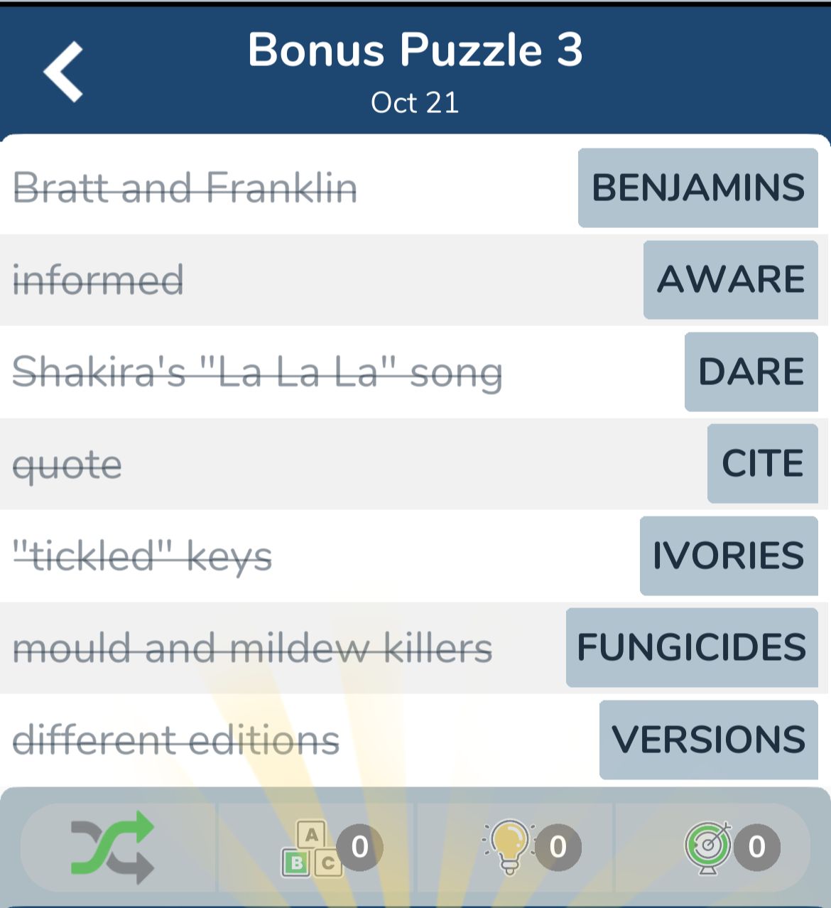 7 Little Words October 21 2024 Bonus 3