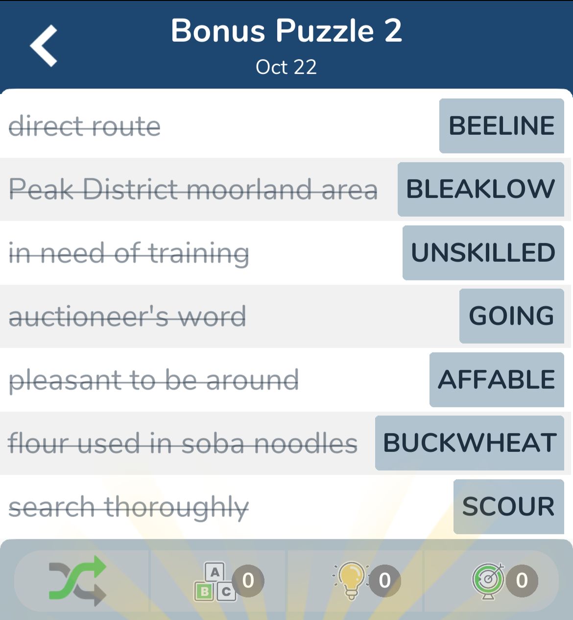 7 Little Words October 22 2024 Bonus 2