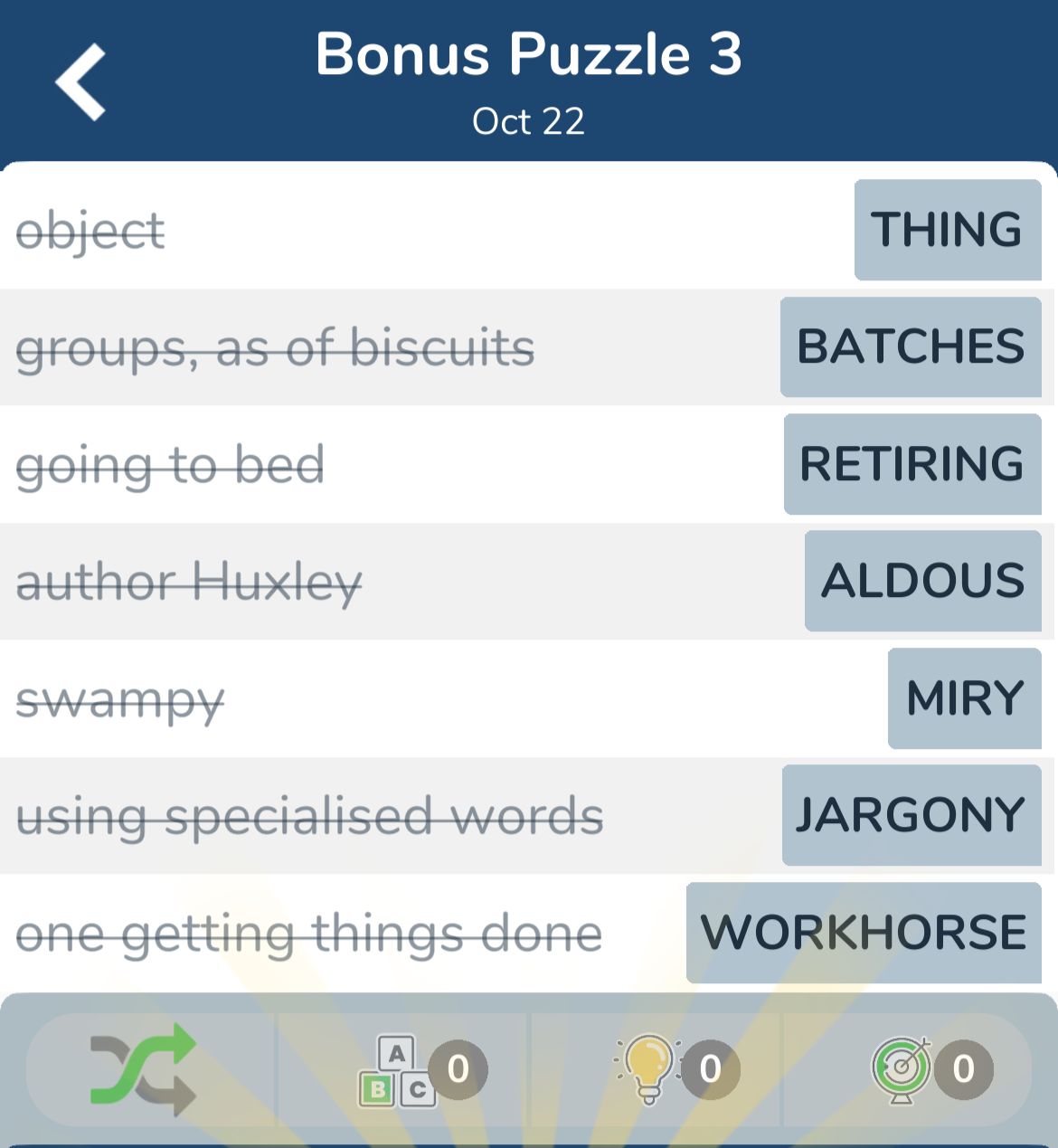 7 Little Words October 22 2024 Bonus 3