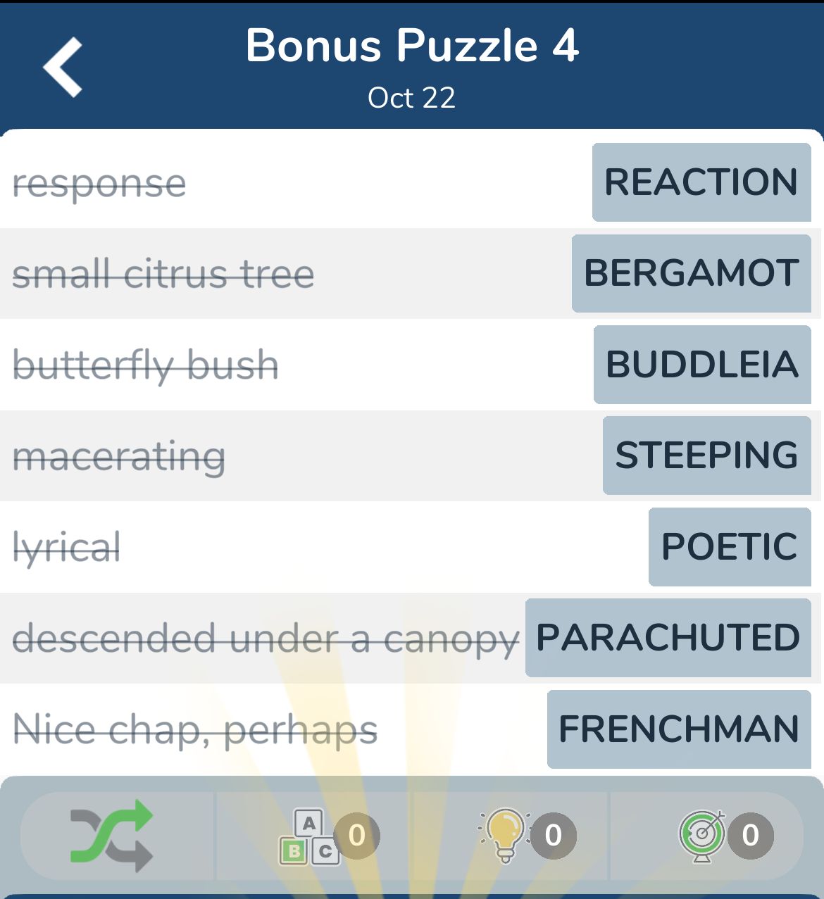 7 Little Words October 22 2024 Bonus 4