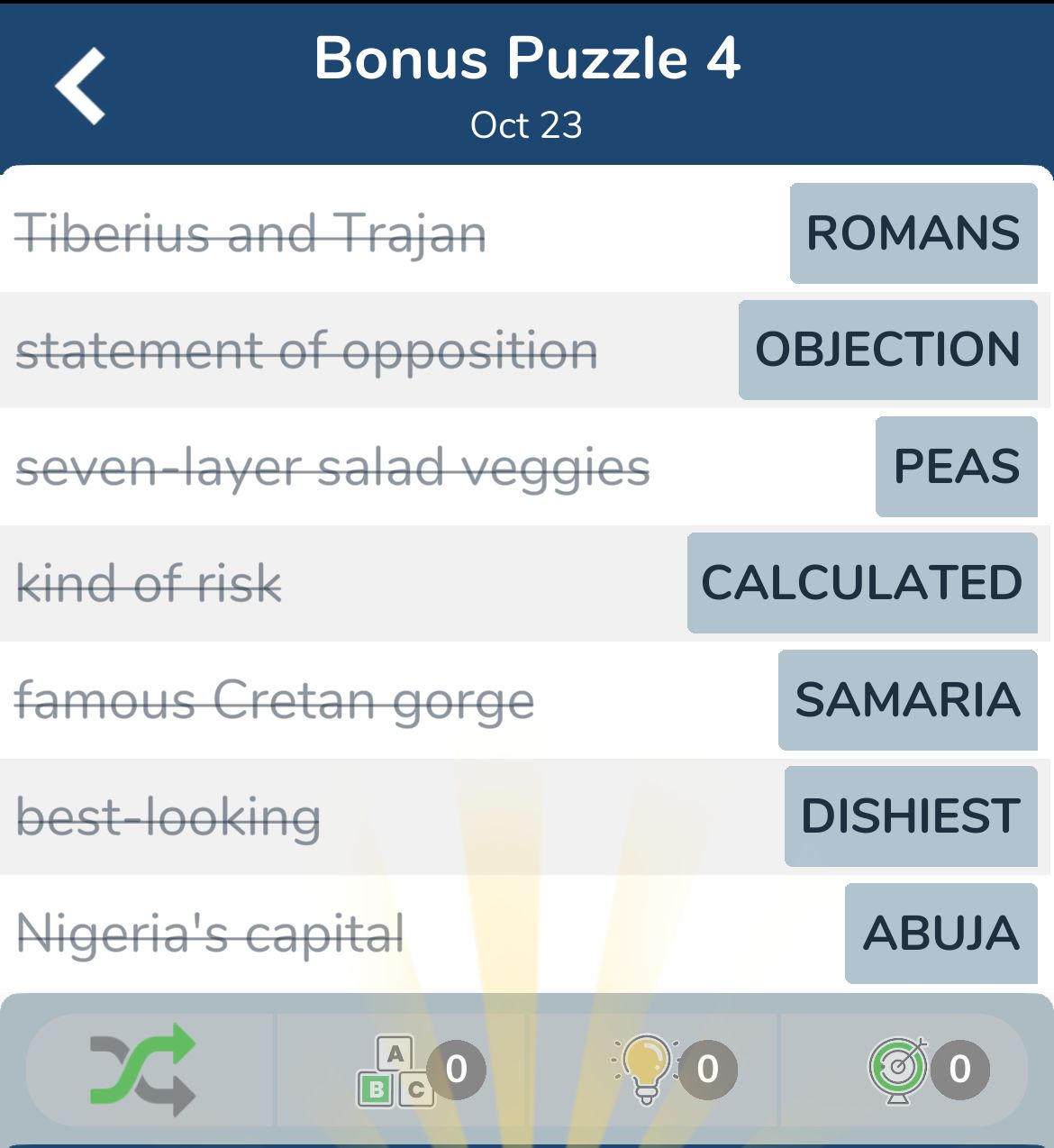 7 Little Words October 23 2024 Bonus 4