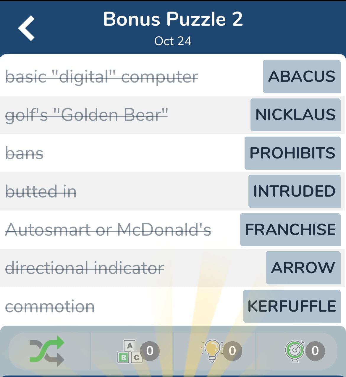 7 Little Words October 24 2024 Bonus 2