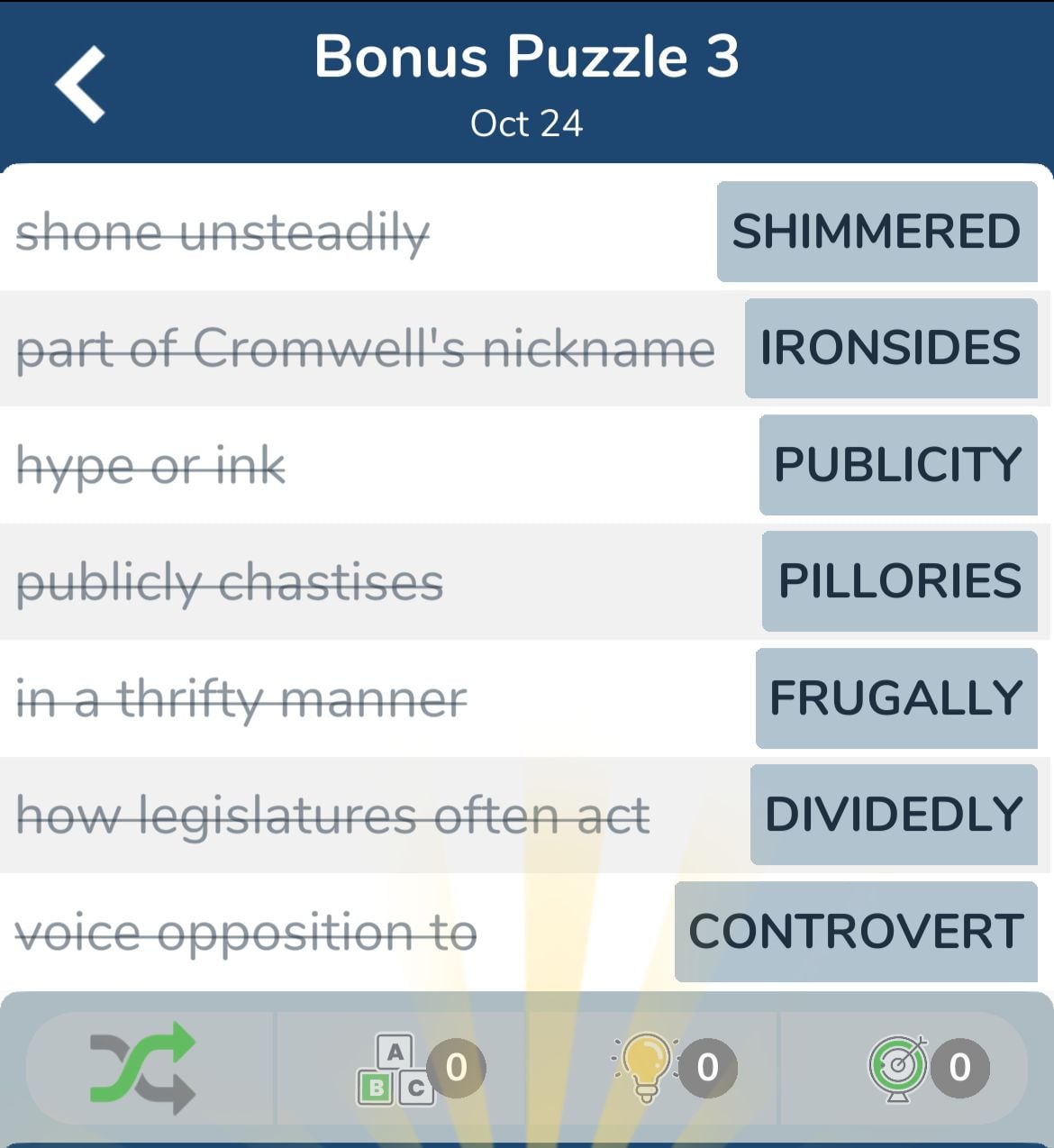 7 Little Words October 24 2024 Bonus 3