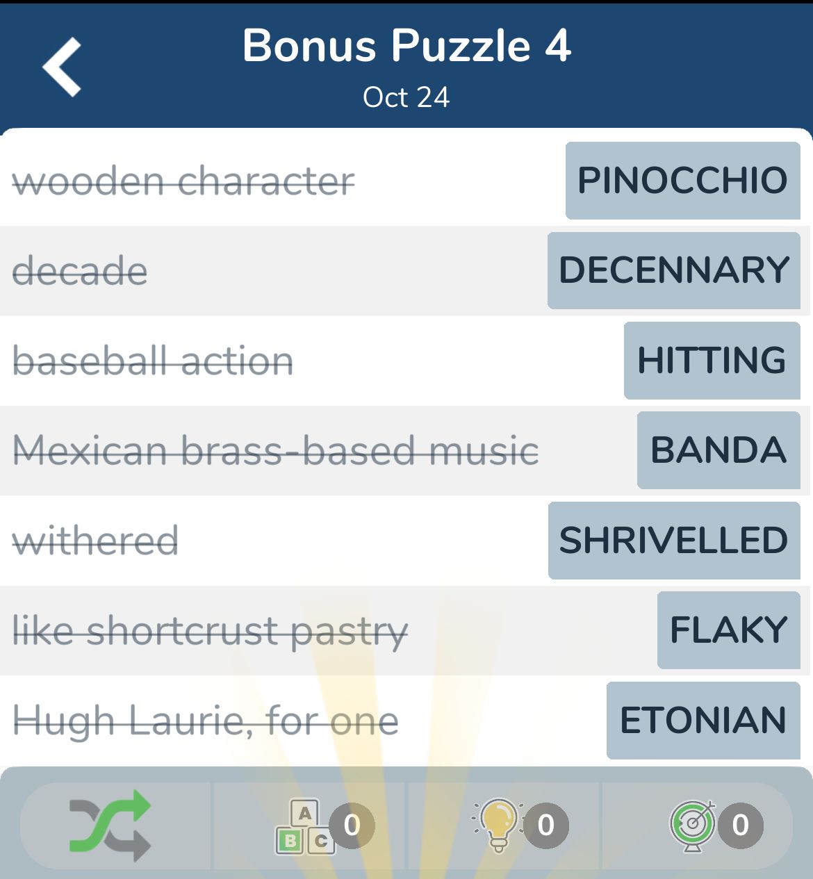 7 Little Words October 24 2024 Bonus 4