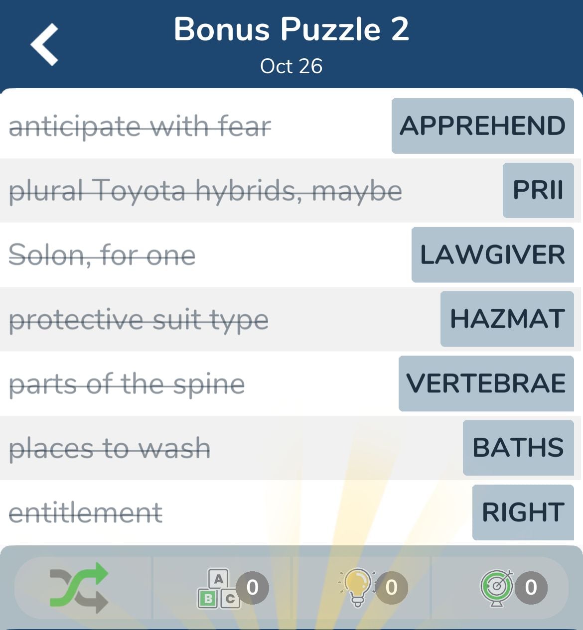 7 Little Words October 26 2024 Bonus 2