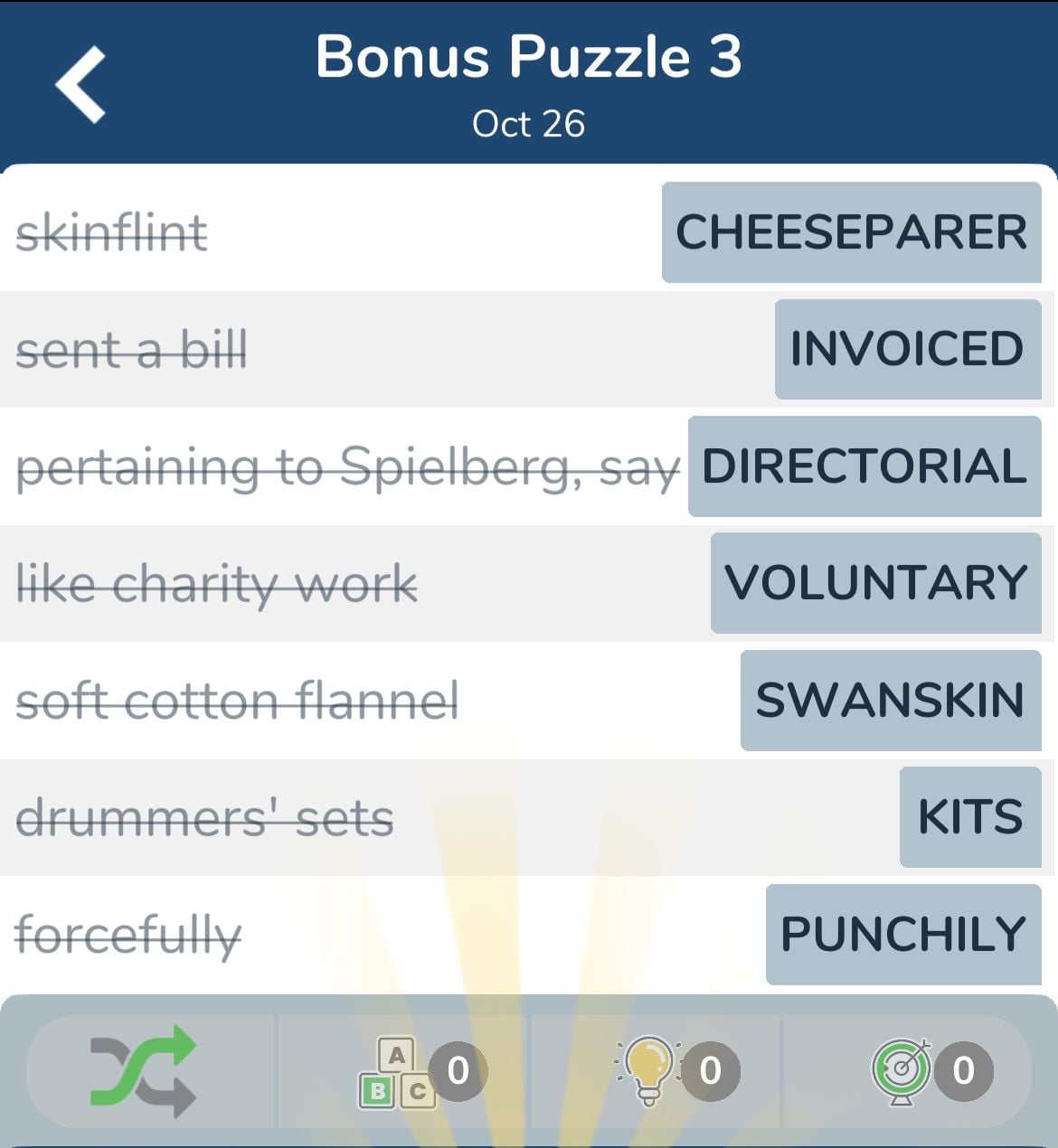 7 Little Words October 26 2024 Bonus 3