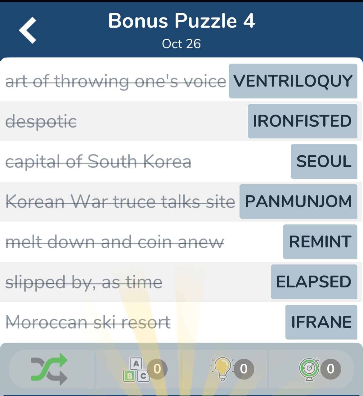 7 Little Words October 26 2024 Bonus 4