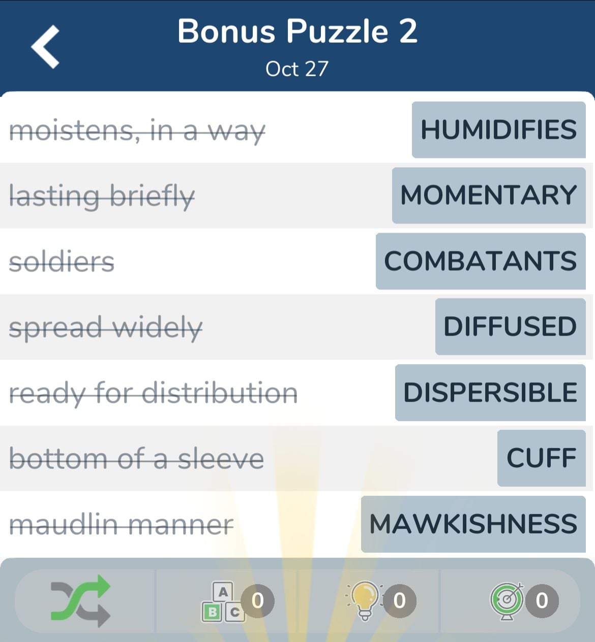 7 Little Words October 27 2024 Bonus 2