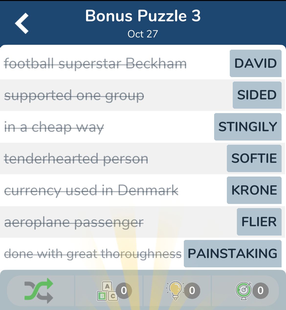 7 Little Words October 27 2024 Bonus 3