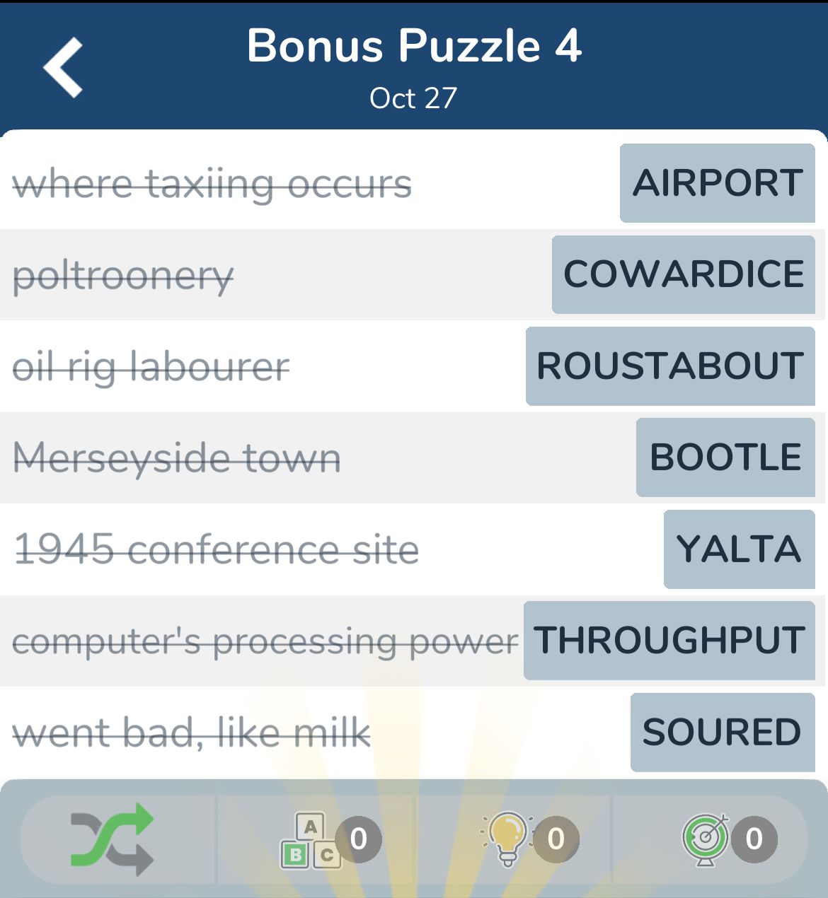 7 Little Words October 27 2024 Bonus 4