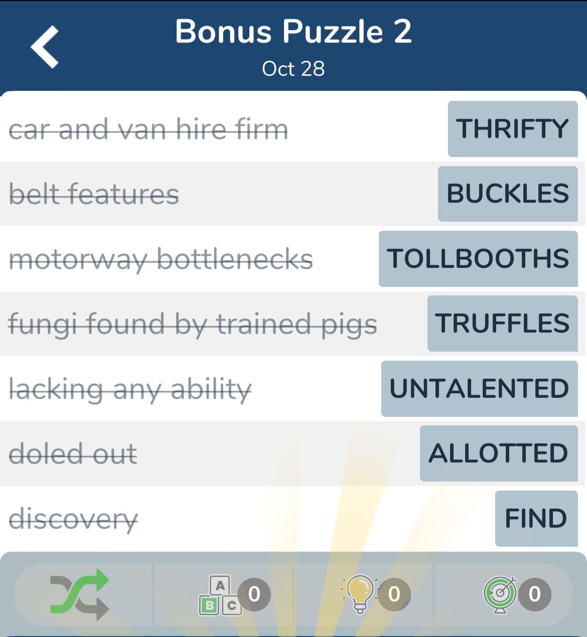 7 Little Words October 28 2024 Bonus