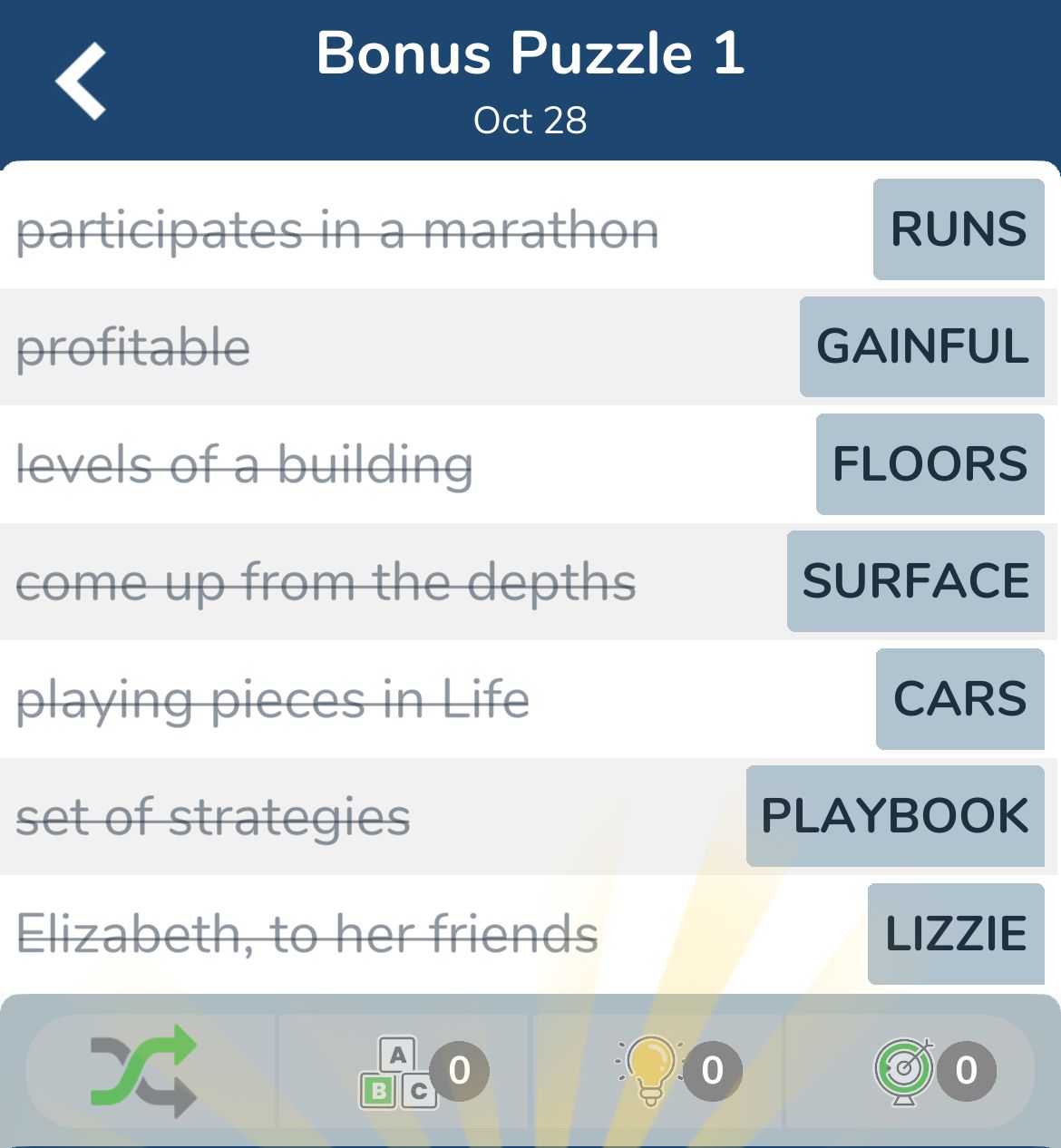 7 Little Words October 28 2024 Bonus 1