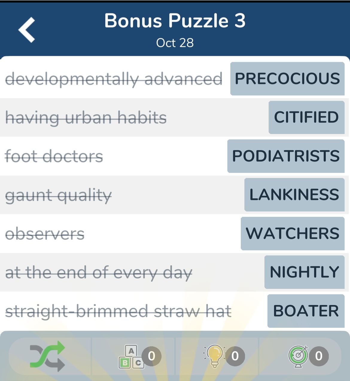 7 Little Words October 28 2024 Bonus 3