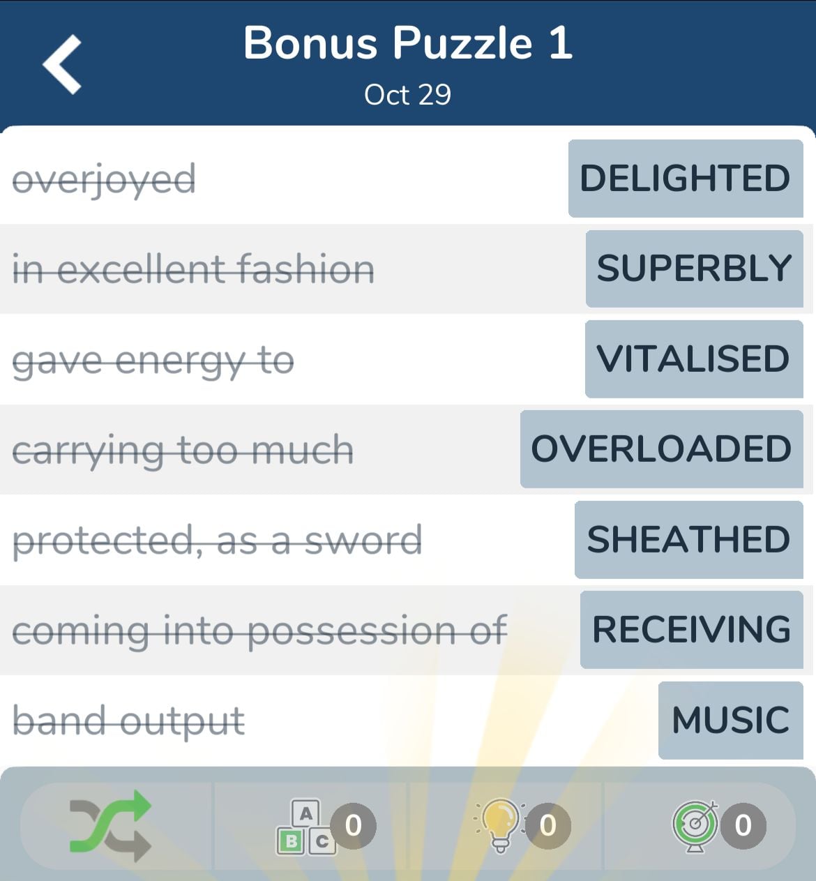 7 Little Words October 29 2024 Bonus 1 7 Little Words October 29 2024 Bonus 1