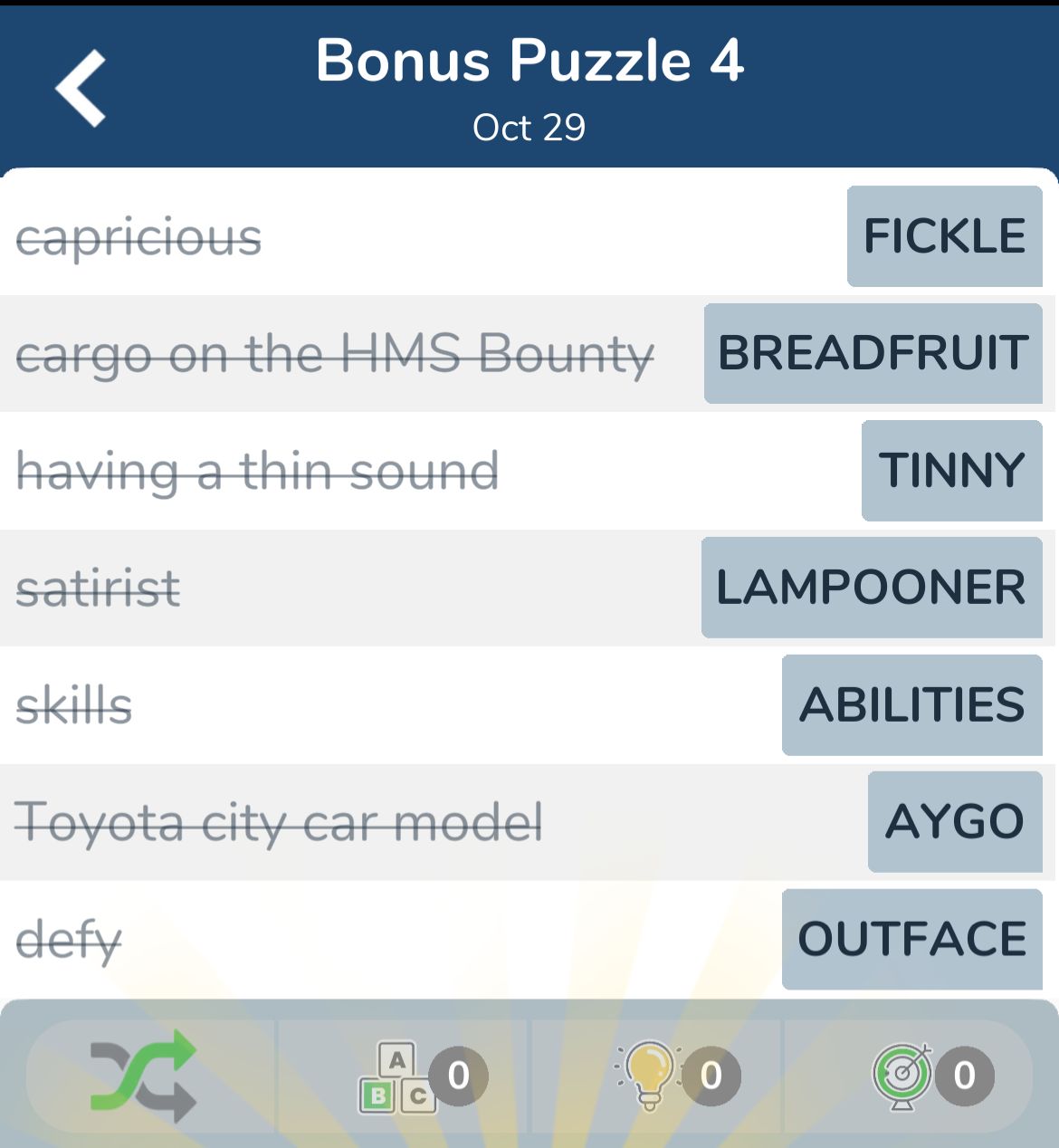 7 Little Words October 29 2024 Bonus 4 7 Little Words October 29 2024 Bonus 4