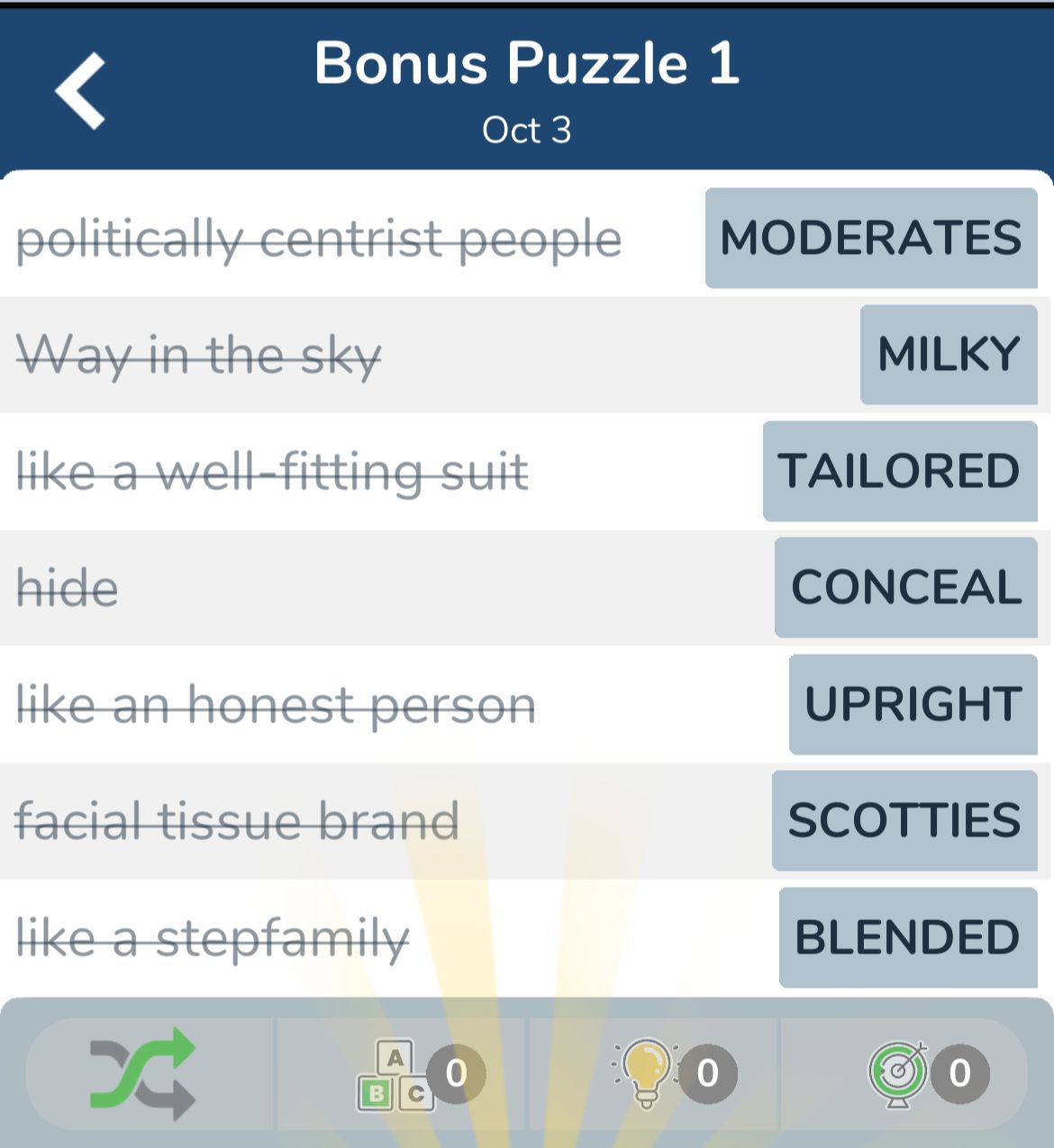 7 Little Words October 3 2024 Bonus 1