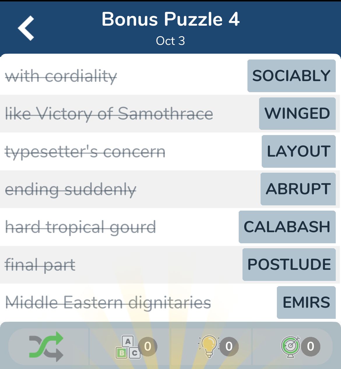 7 Little Words October 3 2024 Bonus 4