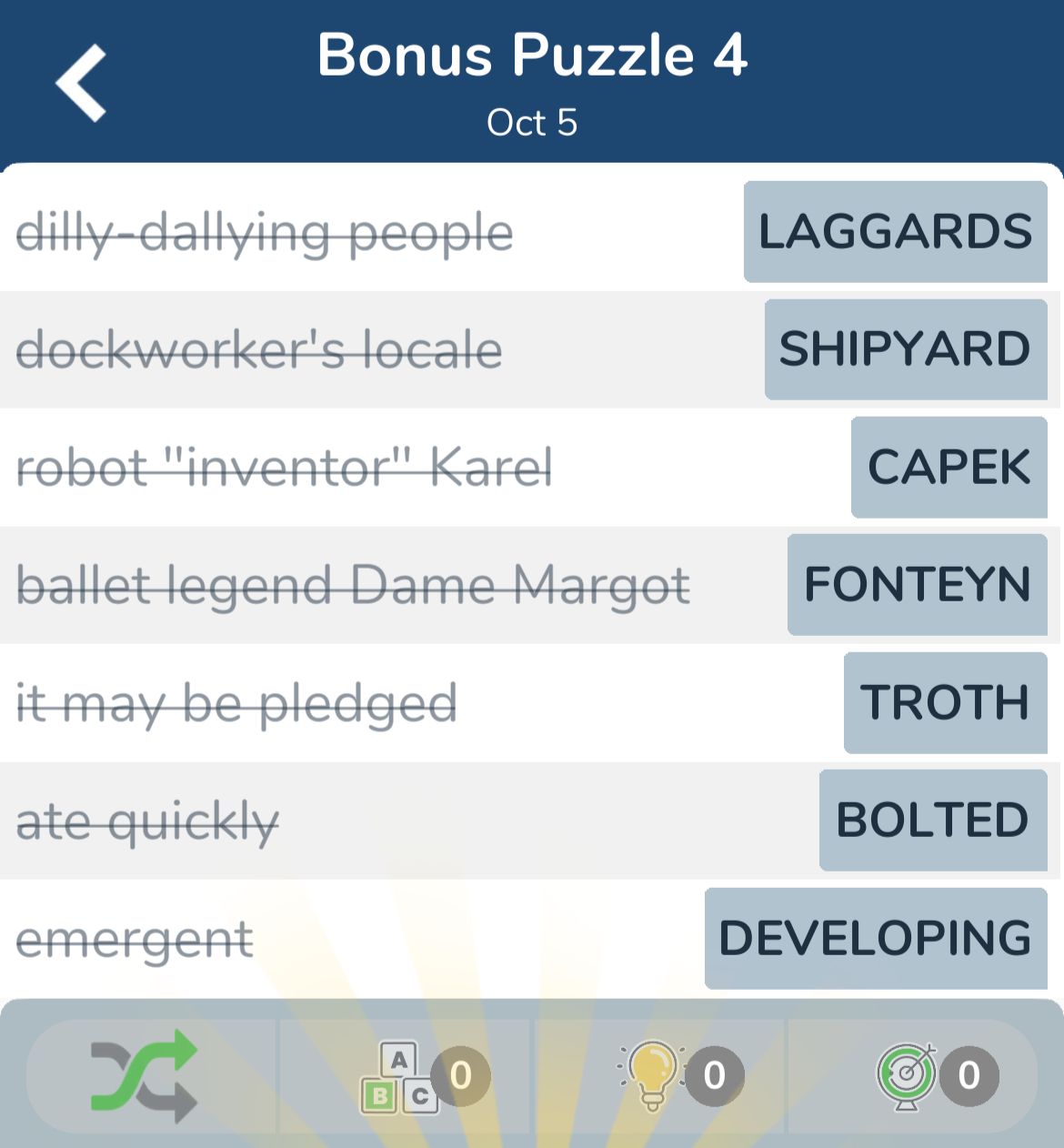 7 Little Words October 5 2024 Bonus 4