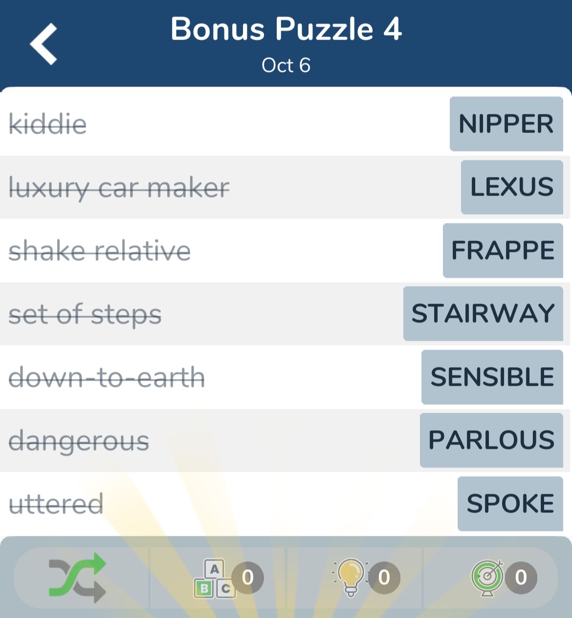 7 Little Words October 6 2024 Bonus 4