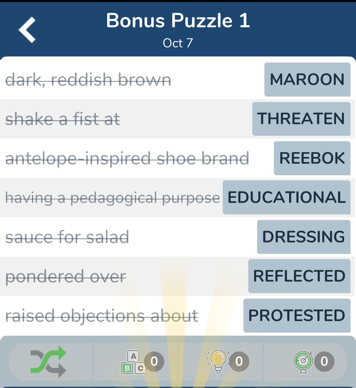 7 Little Words October 7 2024 Bonus 1