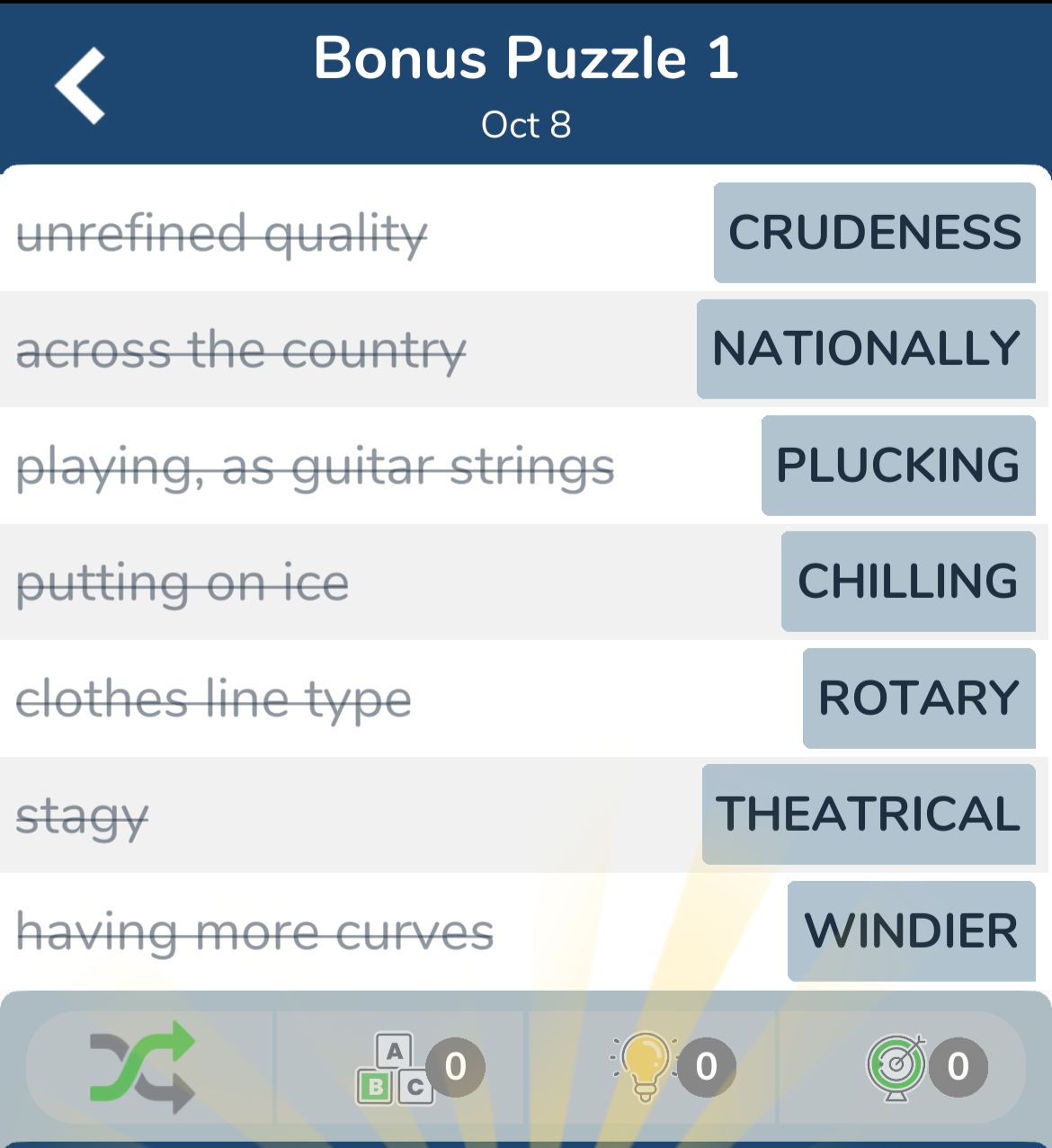 7 Little Words October 8 2024 Bonus 1
